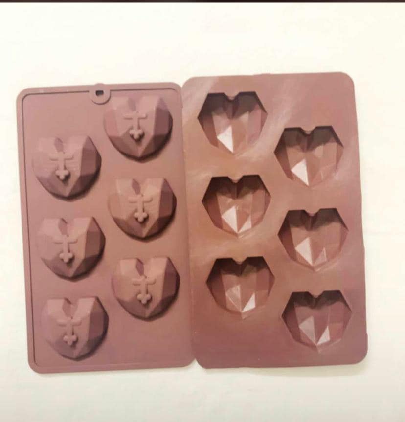 Silicone Mould - Silicone 6 Cavity 3D Heart Mould - All About Baking